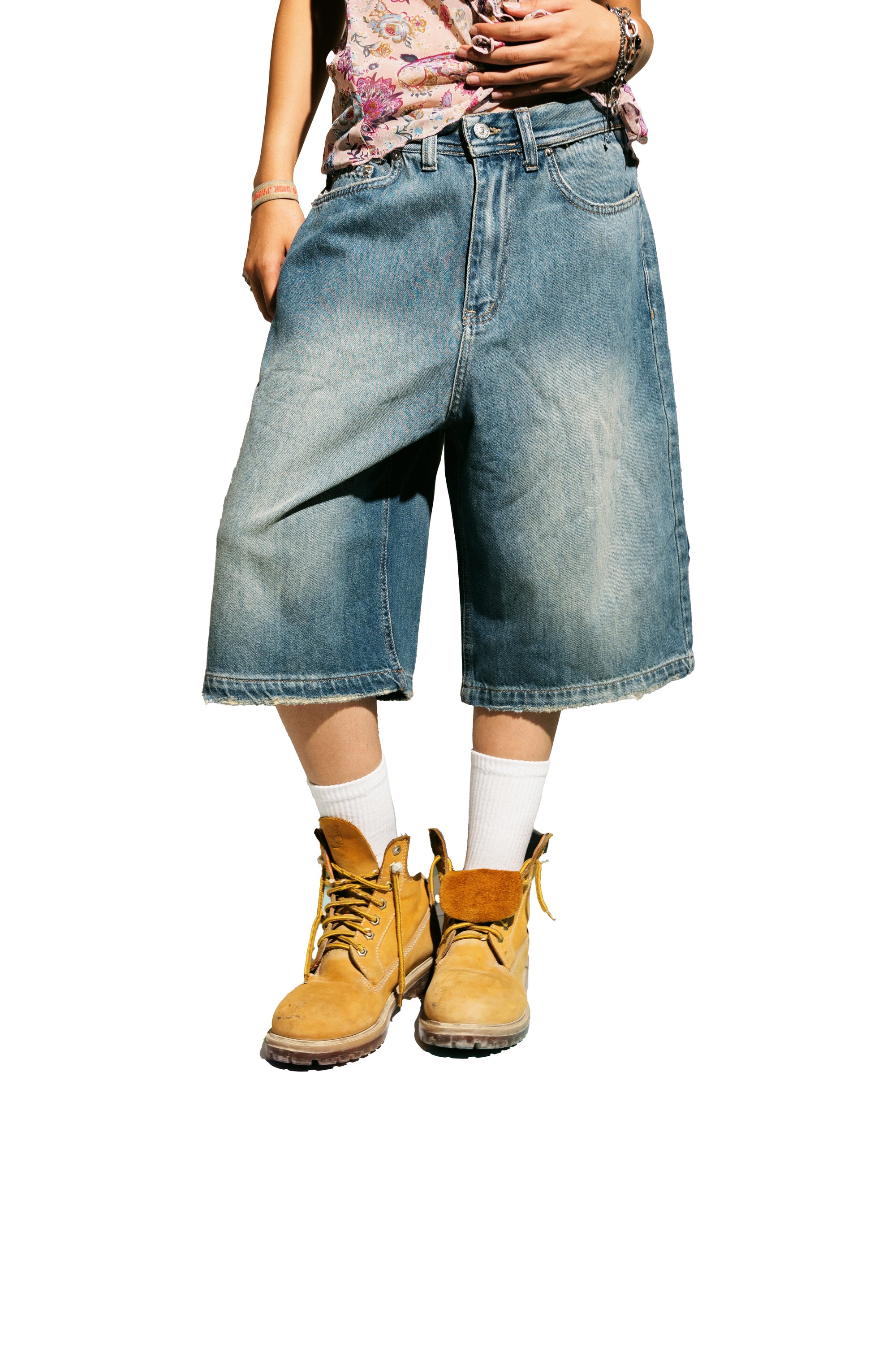 The KIK-Washed Blue Denim Jorts